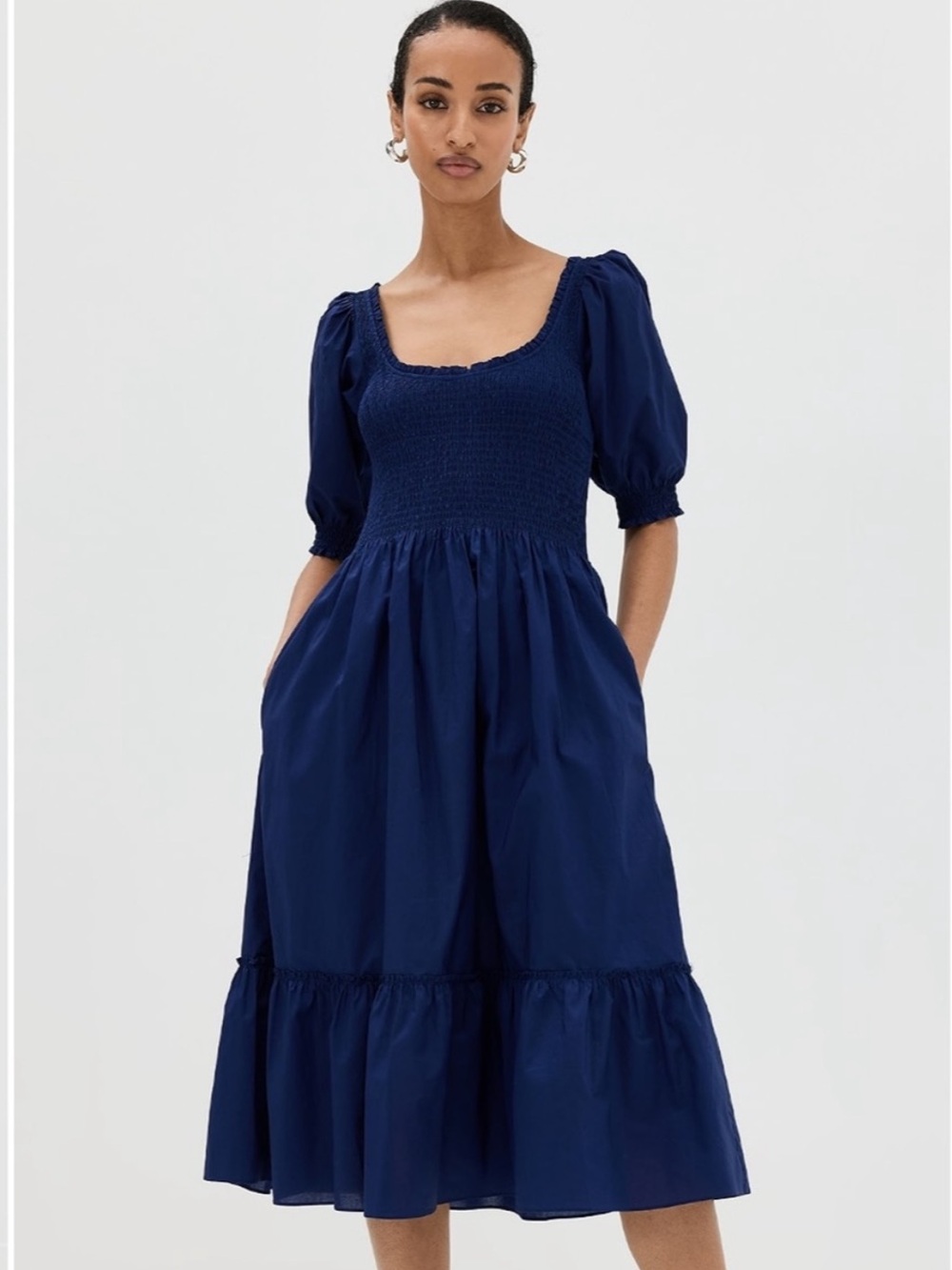 Hill House |  The Nesli Nap Dress in Navy Crepe Size Small